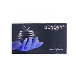 Перчатки BENOVY Nitrile MultiColor BS, нитриловые, сиренево-голубые, S, 50 пар. 3,5 гр.